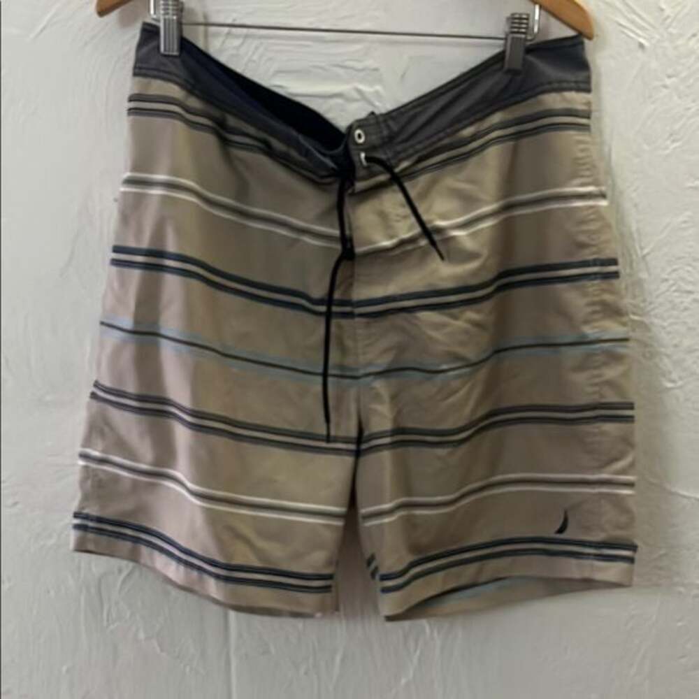 Nautica Tan and Black Board Shorts Classic Swimwear